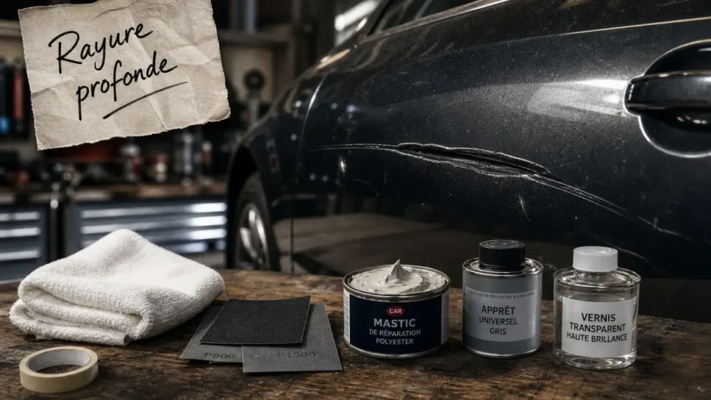 Rayure profonde voiture : stylo, mastic ou garage, le bon choix selon la gravité
