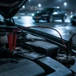 Démarrer une voiture avec des cables : pinces rouge et noire sur batterie et masse