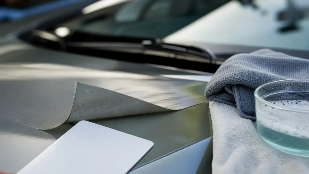 Chaleur douce, raclette plastique et erreurs à éviter pour enlever un sticker de voiture sans rayer la peinture