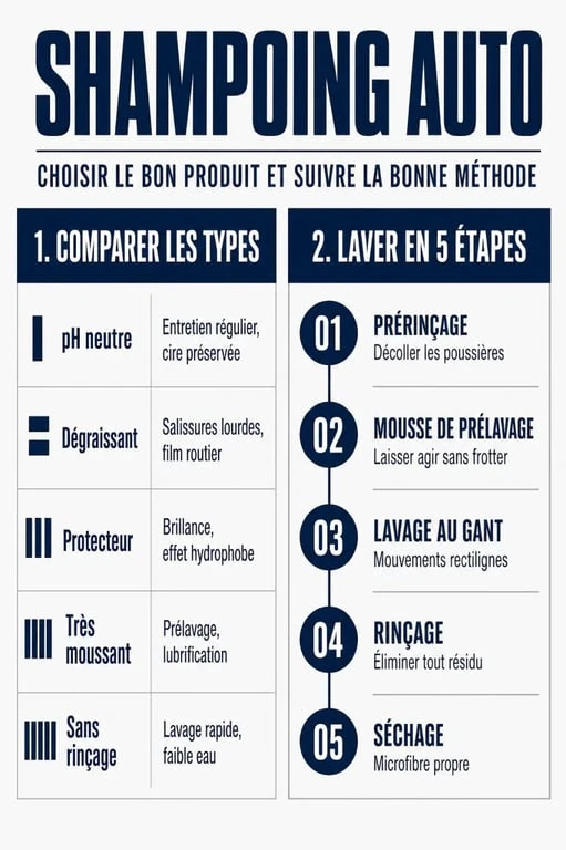 Shampoing auto : comparaison des types de shampoing et étapes de lavage