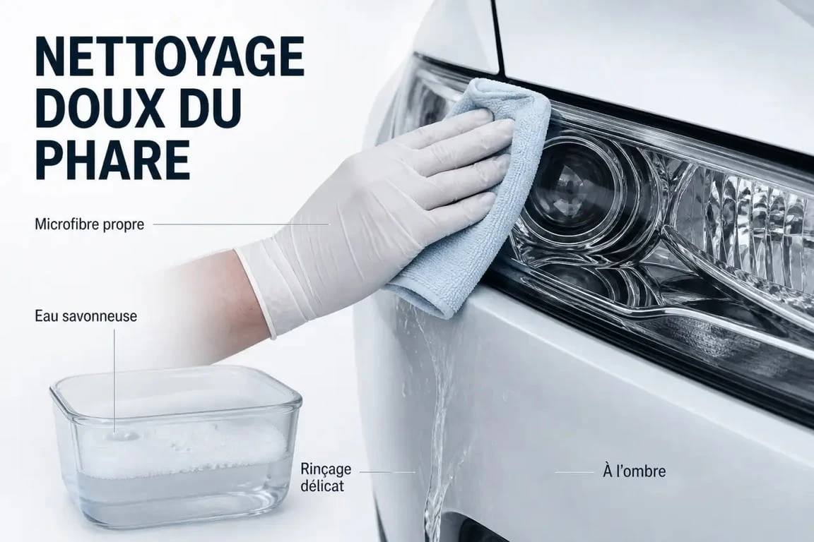 Nettoyage feu voiture : gestes doux avec microfibre et eau savonneuse