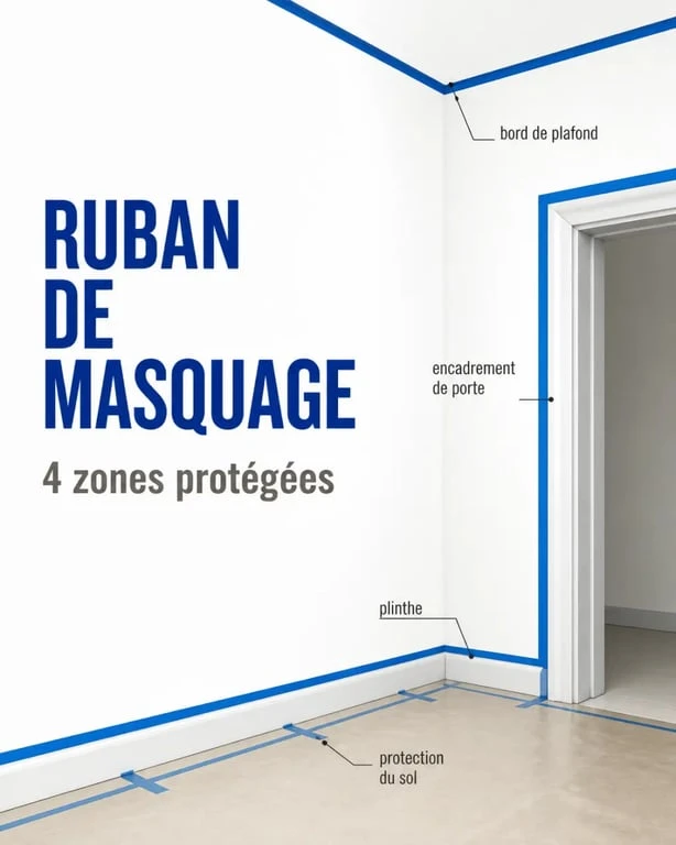 Usages du scotch protection peinture pour protéger plafond, plinthes et encadrements