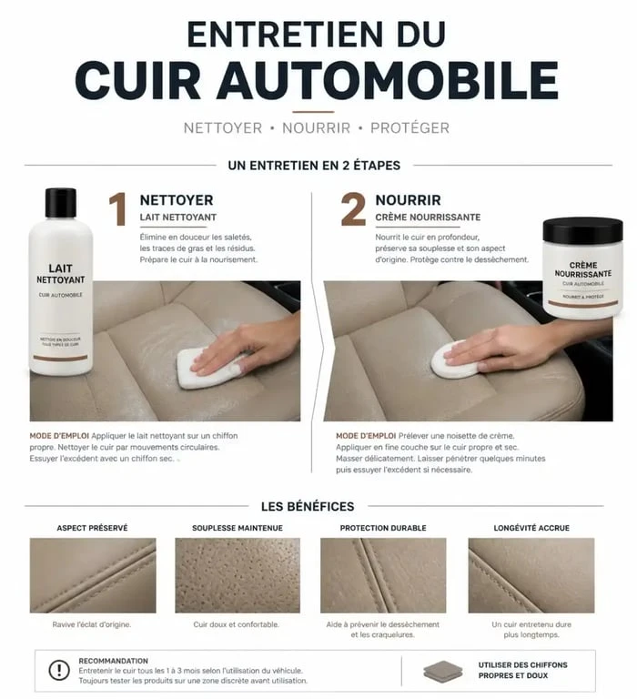Entretien et nettoyage siège voiture en cuir