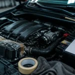 Nettoyage moteur voiture : compartiment moteur nettoyé pour éviter les pannes