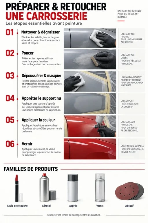Peinture K Auto : étapes de préparation et produits pour une retouche automobile
