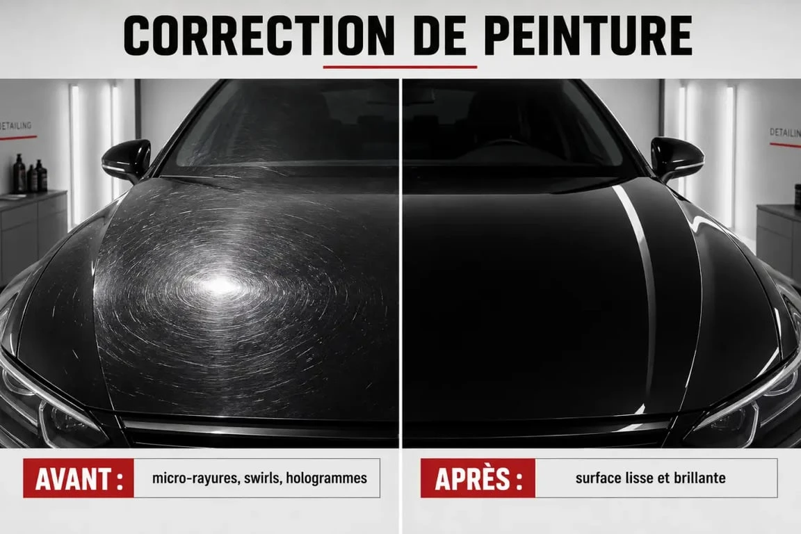 Polissage carrosserie avant et après correction des micro-rayures