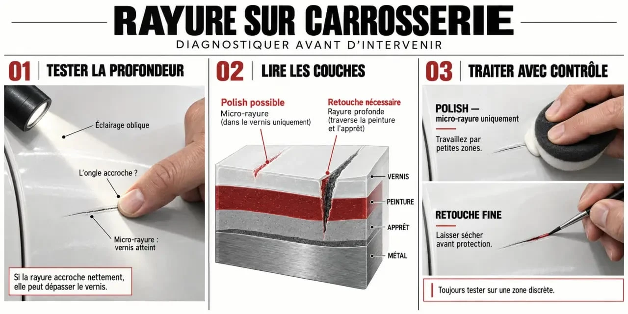 Comment effacer une rayure sur carrosserie selon sa profondeur