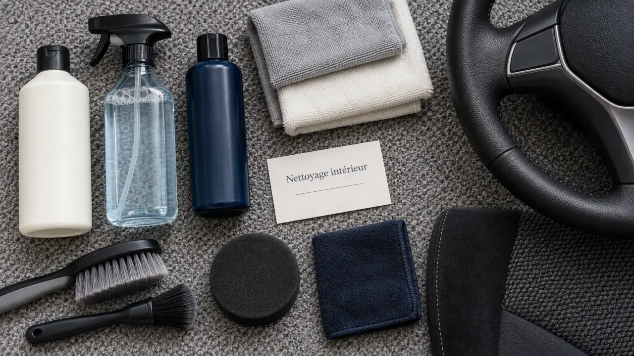 Kit nettoyage interieur voiture : nettoyant multi-surfaces et microfibres