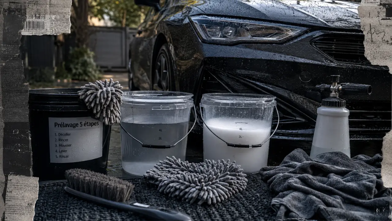 Nettoyage exterieur voiture : mousse active, deux seaux, séchage sans traces
