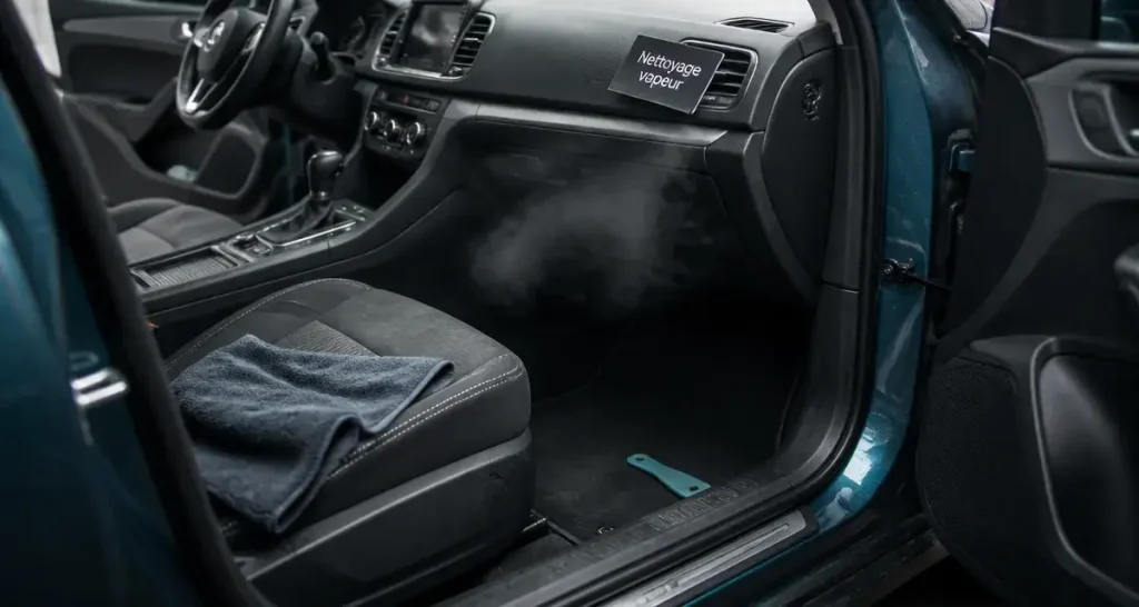 Le nettoyage voiture vapeur réduit l’humidité, à condition de respecter les surfaces sensibles