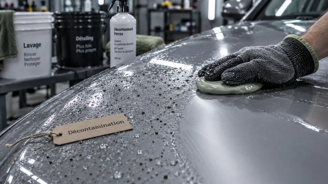 Décontaminant carrosserie : clay bar sans micro-rayures sur capot