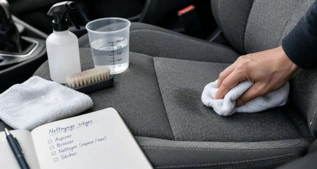 Nettoyer les sièges de voiture sans auréoles : la méthode selon chaque revêtement