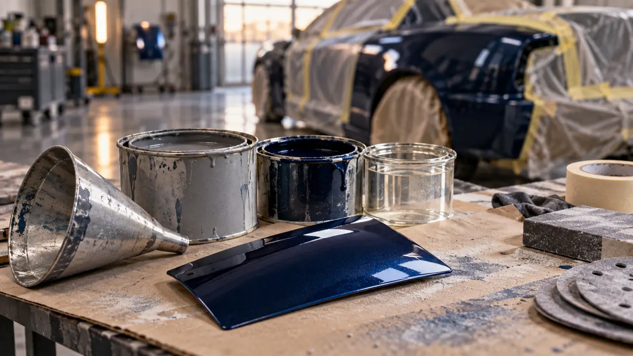 Peinture carrosserie : plaquette d’essai, apprêt et vernis pour système compatible